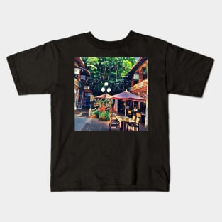 Dining in the Belair Courtyard, Cocoa Village, FL Kids T-Shirt